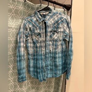 Timberland Blue and White Plaid Shirt